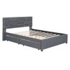 Upholstered Platform Bed with Brick Pattern Headboard, Trundle Bed and 2 drawers-ModernLuxe - 4 of 4