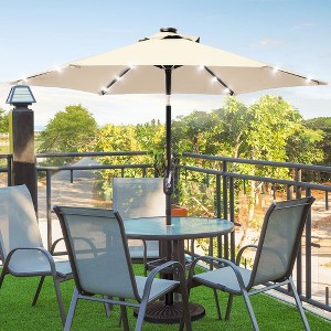 Sonkuki 7.5 ft Outdoor LED Solar Lighted Patio Market Umbrella w/ Push Button Tilt - 1 of 4