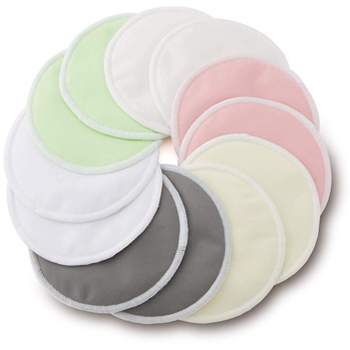 Enovoe Organic Bamboo Reusable Nursing Pads with Laundry Bag - Multicolored - Pack of 12