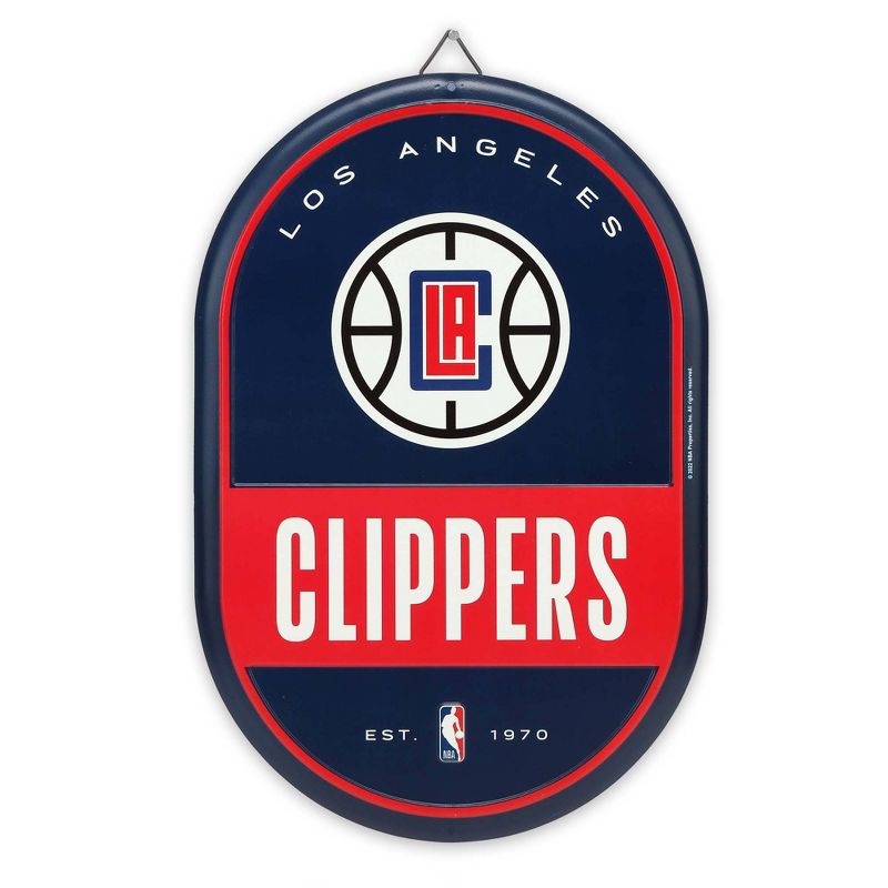 NBA LA Clippers Embossed Metal Pill Wall Sign, 1 of 5