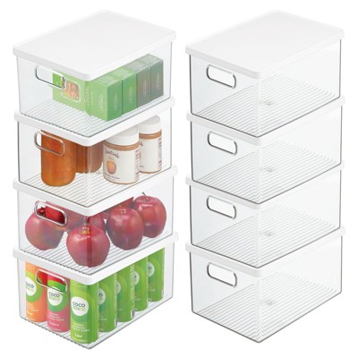 mDesign Linus Plastic Stackable 2-Tier Kitchen Drawer Organizer Cutlery  Tray Bin, Clear - 8 x 12 x 3, 4 Pack