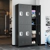 Metal Storage Cabinet with Doors and Shelves, 71” Lockable Garage Cabinet, Black Steel Utility Cabinet for Office, Clothes, Tools, 6 Doors - 2 of 4