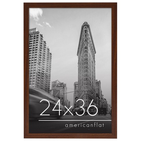 Americanflat 24x36 Poster Frame in Walnut with Polished Plexiglass - Horizontal and Vertical Formats with Included Hanging Hardware - image 1 of 4