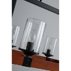 Farmhouse 6-Light Kitchen Island Chandelier, Rectangular Wood and Black Metal Pendant with Glass Shades - 4 of 4