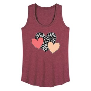 Women's - Instant Message - Snow Leopard Colored Hearts Graphic Racerback Tank - 1 of 4