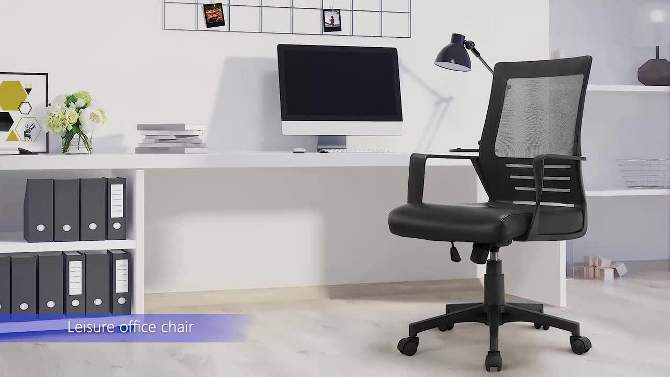 Yaheetech Adjustable Office Chair Midback Computer Chair with Lumbar Support, 2 of 12, play video