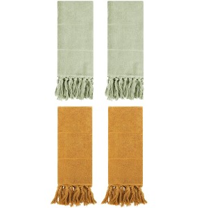 REGALWOVEN Solid Cotton Bathroom Hand Towel with Tassel 4 Pack - 1 of 4