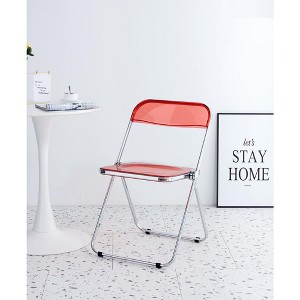 Transparent Folding Chair Chair Pc Plastic Living Room Seat - 1 of 4