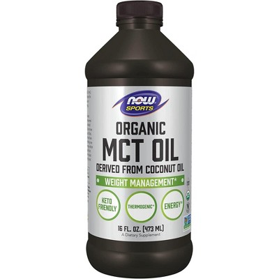 Organic MCT Oil Derived From Coconut Oil, Pure & Unflavored by Now Foods  -  16 fl oz Liquid