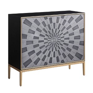39" Quilla Accent Table Black, Gray and Brass Finish - Acme Furniture - 1 of 4