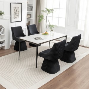 SEYNAR Modern Velvet 360 Degree Swivel Armless Dining chair Set of 4 - 1 of 4