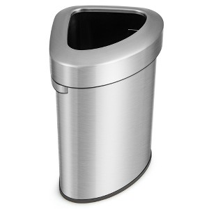 Tangkula Stainless Steel Corner Trash Bin w/ Lid Large Open Top Anti-slip Bottom - 1 of 4