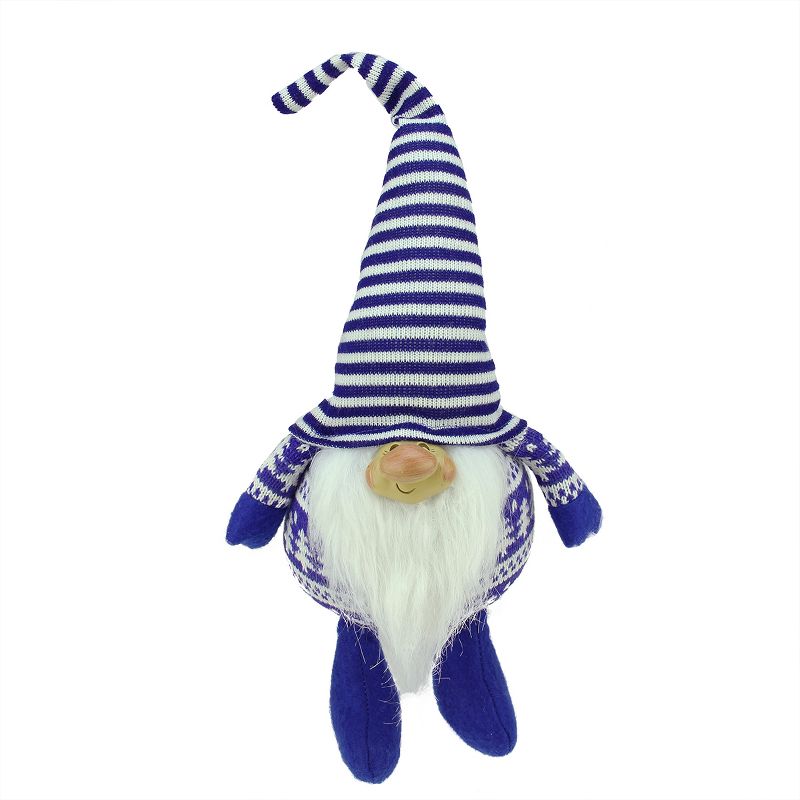 Northlight 12.5" Blue and White Bearded Smiling Gnome Christmas Tabletop Figurine, 1 of 3