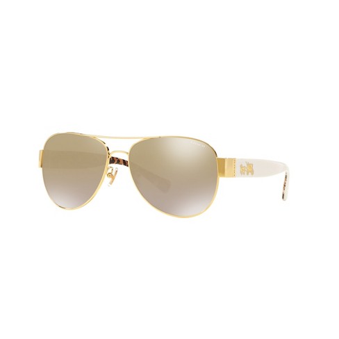 Coach Hc7059 58mm Woman Pilot Sunglasses Gold Flash Gradient Lens