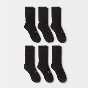 Women's Extended Size Cushioned 6pk Crew Athletic Socks - All In Motion™ Black
