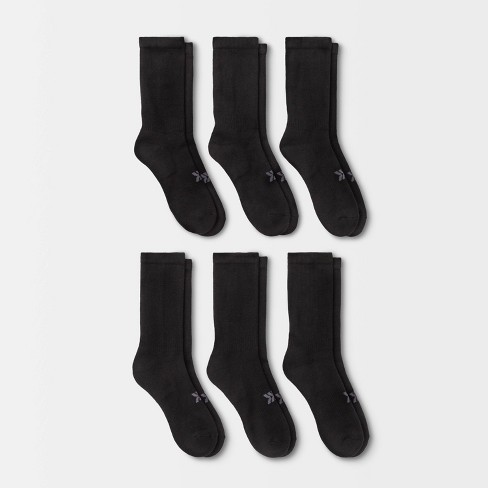 Women's Cushioned 6pk Crew Athletic Socks - All In Motion™ Black 4