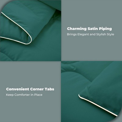 King Green Satin Down Alternative Comforter Set with Pillowcases