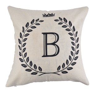 PiccoCasa Home Cotton Linen Letter Pattern Zippered Bed Pillow Cushion Cover 18'' x 18'' - 1 of 4