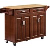 54'' Portable Kitchen Island Cart on Wheels Wood Storage Cabinet with 2 Drawers, Spice Rack & Towel Rack, Walnut 53.78''W x 18.11''D x 35.47''H. - 2 of 4