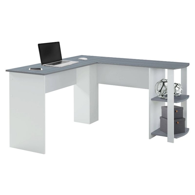 Modern L Shaped Desk with Side Shelves Gray - Techni Mobili, 5 of 10