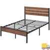 Garvee Sturdy Queen Size Bed Frame with Rustic Wooden Headboard, Reinforced Metal Platform, No Box Spring Needed, Quiet Design,Underbed Storage Space - 4 of 4