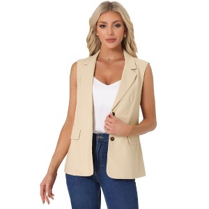 INSPIRE CHIC Women's Sleeveless Business Casual Work Office Suit Vest Jacket - 1 of 4