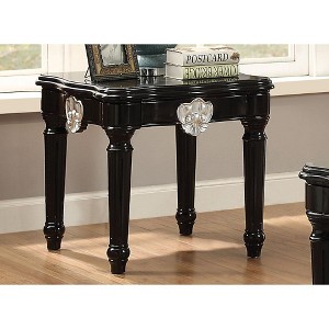 Royal Hampton End Table With Contrast Carved Motif Turned Legs, Black - 1 of 4