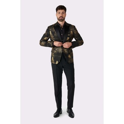 OppoSuits Men's Party Blazer - Christmas Holiday Outfit - Slim Fit - Black and Gold - Size 36 — фото 3