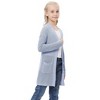 Girl's Long Cardigans Lightweight Sweater Knit Cardigan Open FrontLong Sleeve Shacket for Fall Longline Cardigan with Side Pockets,Blue - L - 3 of 4