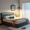Costway Upholstered Queen LED Lights Bed Headboard Drawers Solid Wooden Slat Platform - 2 of 4