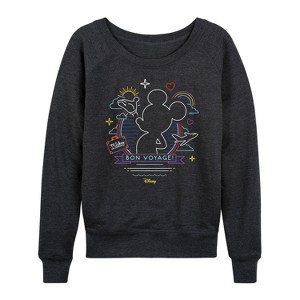 Women's - Disney - Mickey Mouse Lightweight French Terry Wide Neck Long Sleeve Shirt - 1 of 4