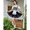 Women's Cold Shoulder Dress with Lace Tie Color Block Plaid Black Skirt Fake Layered Sleeves - 4 of 4