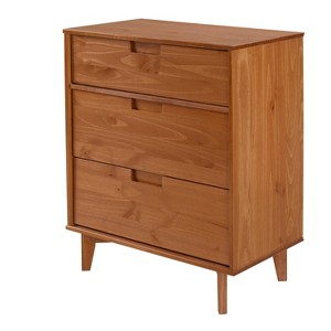 3 Drawer Mid Century Modern Wood Dresser Caramel - Saracina Home