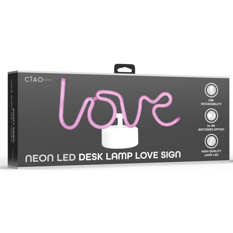 CIAO Tech Desktop Sleek Design Neon light up Desk Lamp Love Sign, 2 of 6