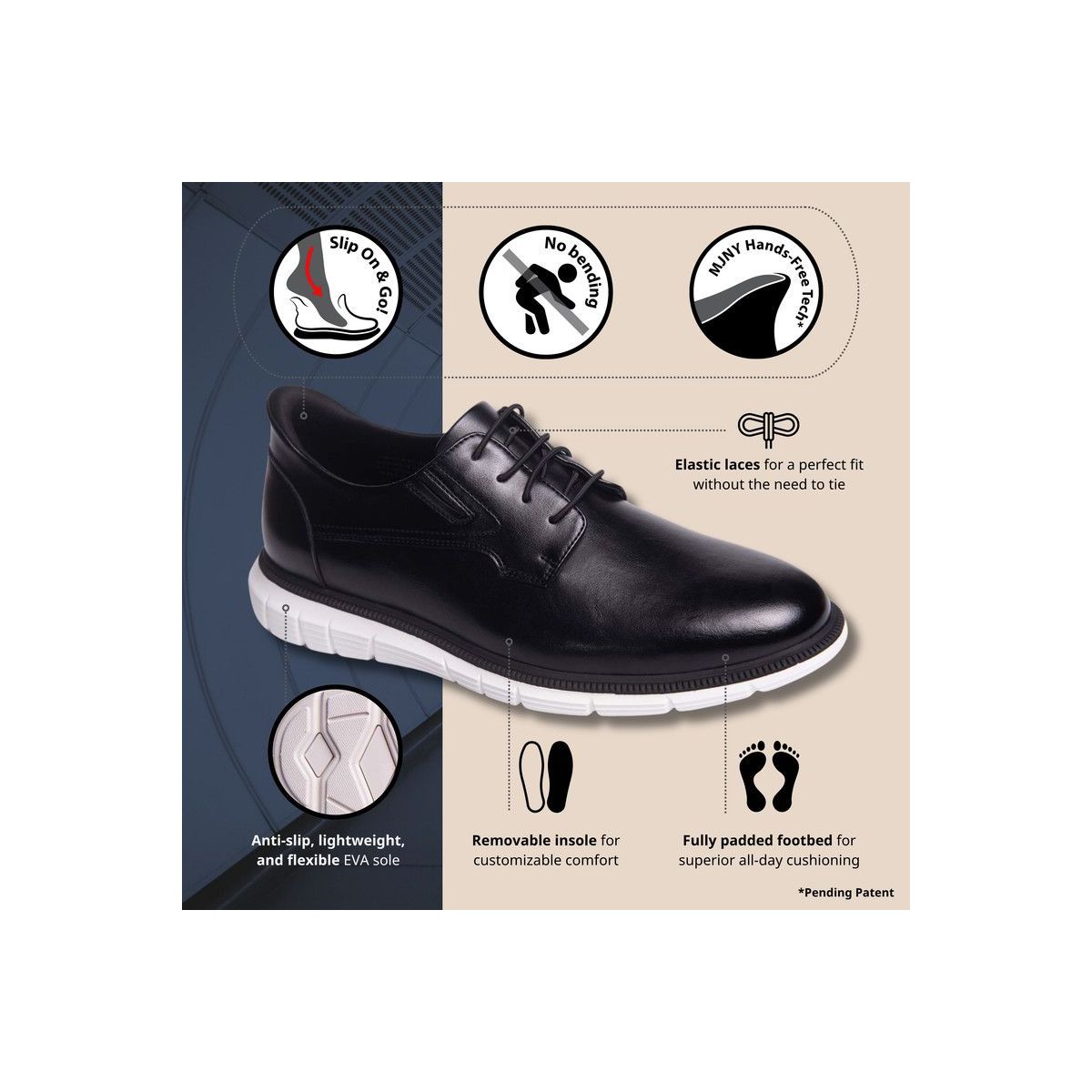 Marc Joseph New York | Mens Hands Free Slip On Technology Lightweight Cloud Street Oxford - thumbnail 2