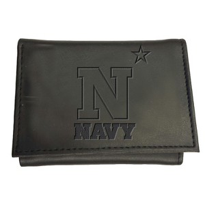 Evergreen NCAA Navy Midshipmen Black Leather Trifold Wallet Officially Licensed with Gift Box - 1 of 1