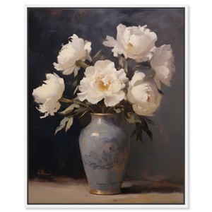 Art Remedy Flowers in Porcelain Vase Classical vintage floral vase wall art Framed - 1 of 4
