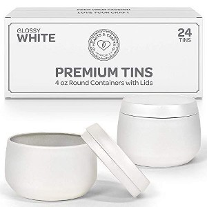 Hearts & Crafts 4oz Candle Tins with Lids - Pack of 24, White - 1 of 4