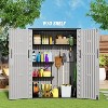 Waterproof Resin Outdoor Storage Shed with Lockable Doors & Integrated Floor, 57 Cubic Feet Capacity for Garden, Pool, and Garage Organization - Grey - 3 of 4