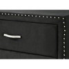 Vynxaria Black Nightstand, 8mm Tempered Glass Top, Fully Upholstered, Dovetail Drawer (Ball Bearing Glides), Nail Head Trim - 4 of 4