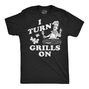 Mens Funny T Shirts I Turn Grills On Sarcastic BBQ Graphic Novelty Tee For Men - Crazy Dog Men's T Shirt Black XXL - 1 of 4
