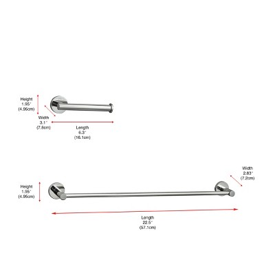 Chrome Modern Bathroom Hardware Set with Towel Bar