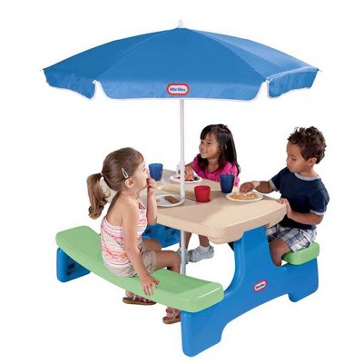 Photo 1 of Little Tikes Easy Store Picnic Table with Umbrella - Green and Blue| 629952M