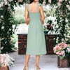 Anna-Kaci Women's Boho Sleeveless Tie Straps Square Neck Smocked Split Tunic Dress - 4 of 4