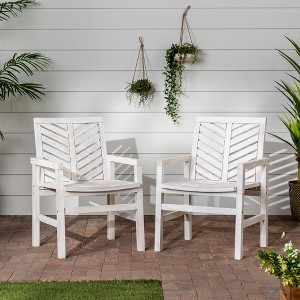 Modern Chevron Patio Chairs, Set of 2 - White Wash - 1 of 4