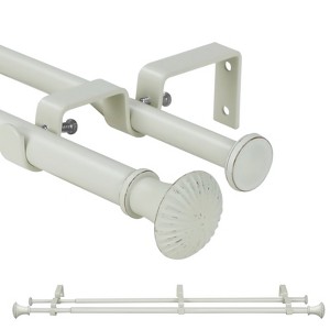 Urbanest 5-8" Telescoping Double Curtain Rods with Trumpet Finials, 5-8" Front and 1-2" Back Double Window Drapery Rod - 1 of 3