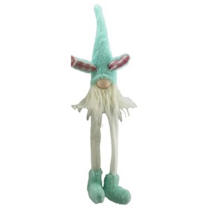HomeRoots 23" Blue and White Fabric Christmas Standing Gnome Tabletop Sculpture - 1 of 4
