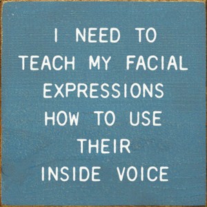 Slickblue Funny Facial Expression Wood Sign – Inside Voice Quote – 7x7 Rustic Wall Decor, Color Options - 1 of 3