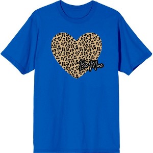 V Day Cheetah Heart Be Mine Crew Neck Short Sleeve Adult T-shirt - 1 of 2