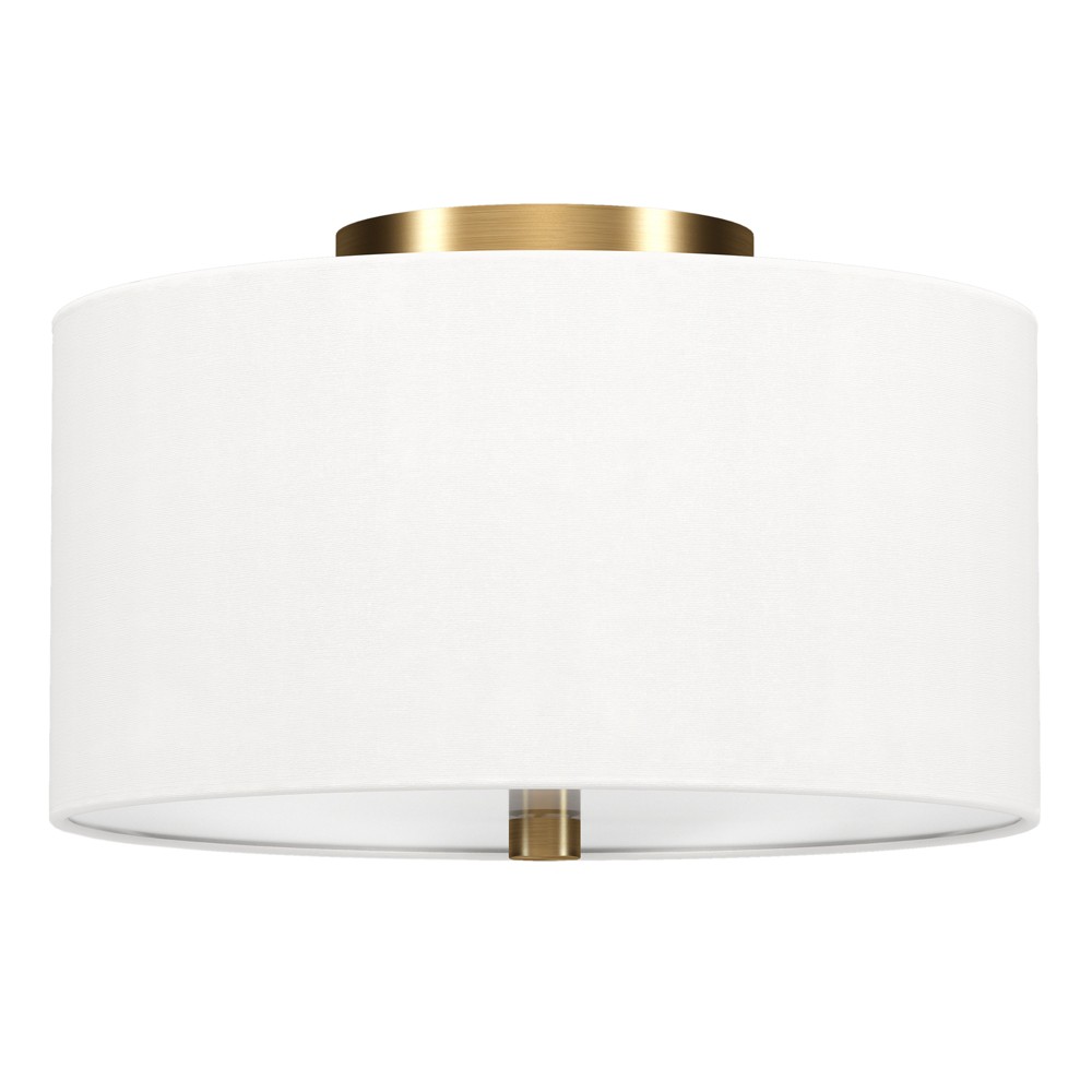 Photos - Chandelier / Lamp Hudson and Canal 12" Flush Mount: UL Listed, Polyester Drum Shade, Metal Body, 60W E26